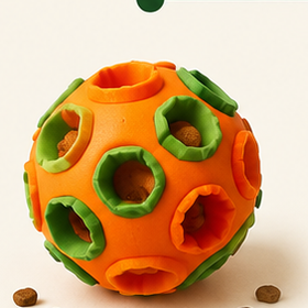 Snufflo IQ Treat Ball, squeaky plush dispenser for clever dogs.